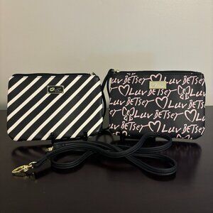 Betsey Johnson Mini Crossbody Wristlet Bags Set of Two w/ One Strap